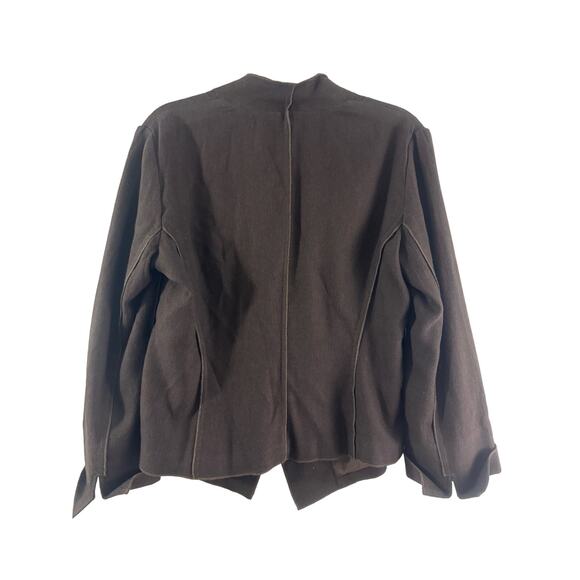 J. Jill Size 10 Dark Brown Blazer Jacket One button front V Neck Lined Womens - Picture 3 of 4